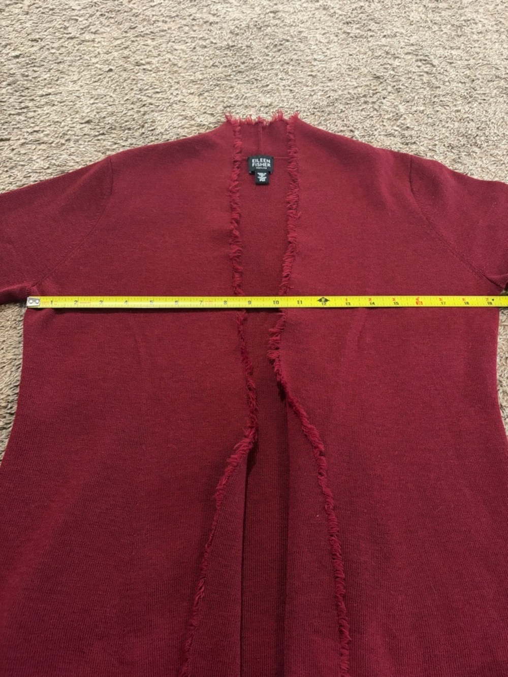 Eileen Fisher Women’s Open Front Long Sleeve Red 100% Wool Cardigan Size PM - Picture 5 of 7